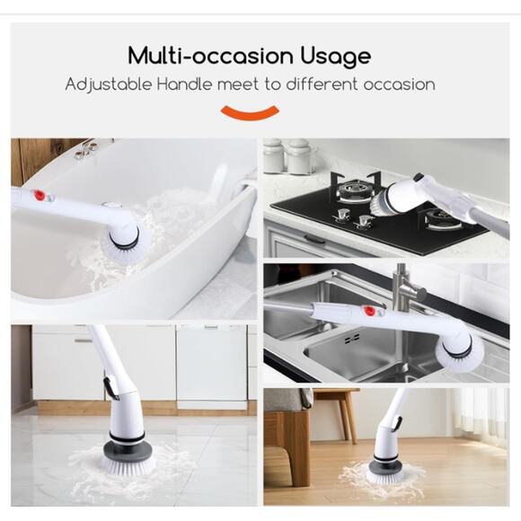 Cordless Electric Spin Scrubber, 380RPM High Speed,Fast Charging, 3 Brush Heads - Picture 2 of 6